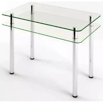 Glass dining table D-04-1 with tempered glass and chrome legs